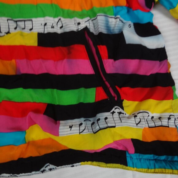 VINTAGE PLATINUM MUSIC NOTES ZIP UP WOMENS MEDIUM JACKET SHOULDER PADS L236 - Picture 5 of 7